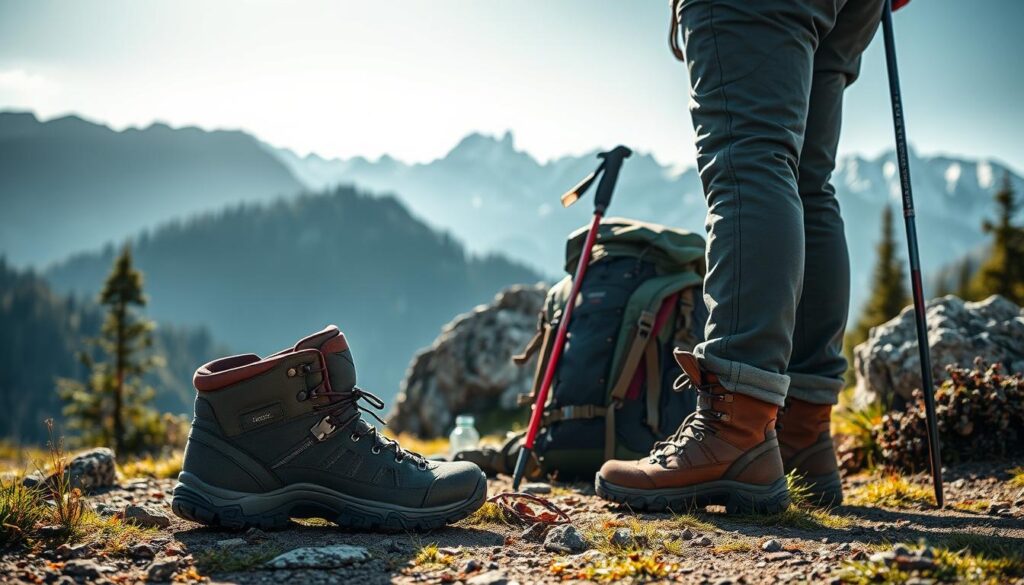 Kleidung und Schuhe für Trekking