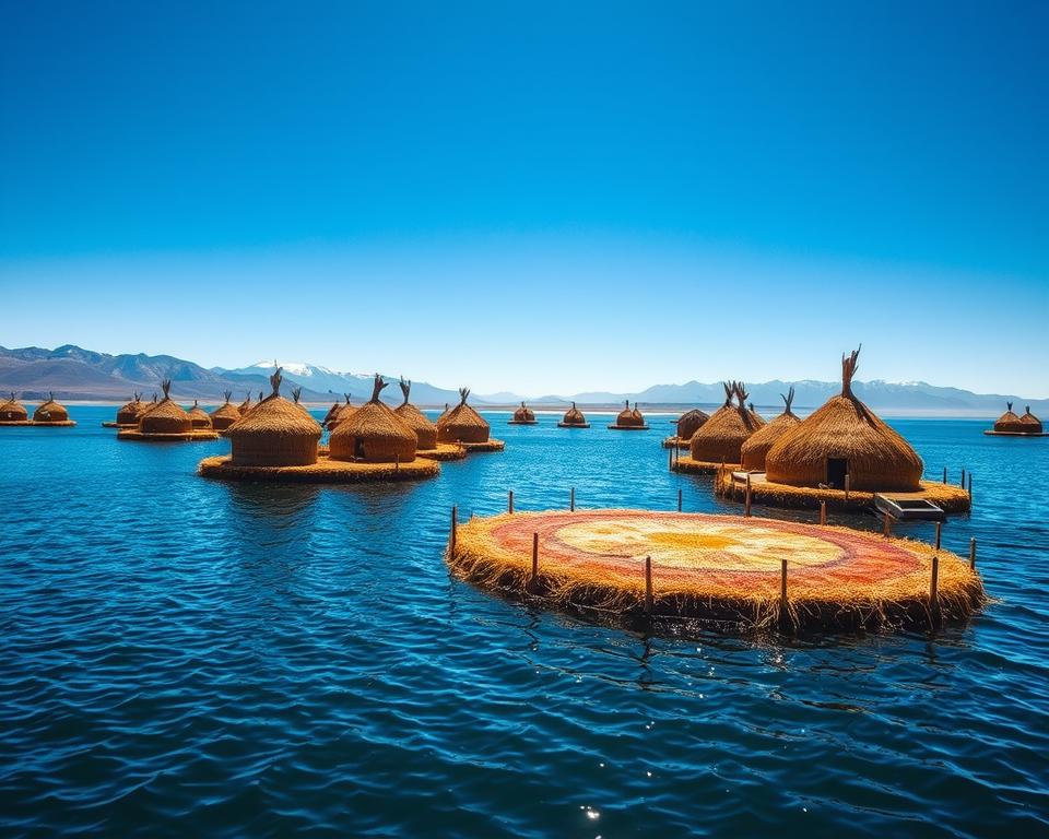 Schwimmende Inseln der Uros am Titicacasee Schwimmende Inseln der Uros am Titicacasee